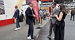 This photo shows Robert Falch in an interview with Günther Jauk from Holzkurier at LIGNA.